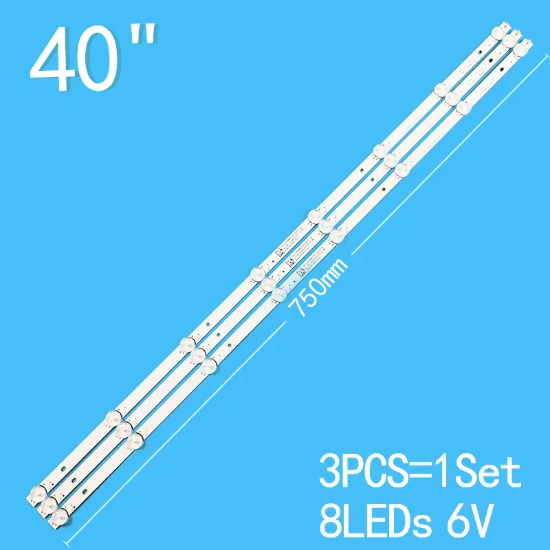 3pcs 8leds 3v 825mm for 43 tv ms l2141 v1 g43dfhds8 bf New 3PCS/lot 750mm 8LEDs 6V For 40