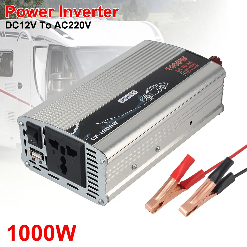 Trasformatore di tensione elettronico da 12 V a 110 V 220 V per auto, casa, laptop, camion, inverter di potenza a onda sinusoidale pura 1000 W