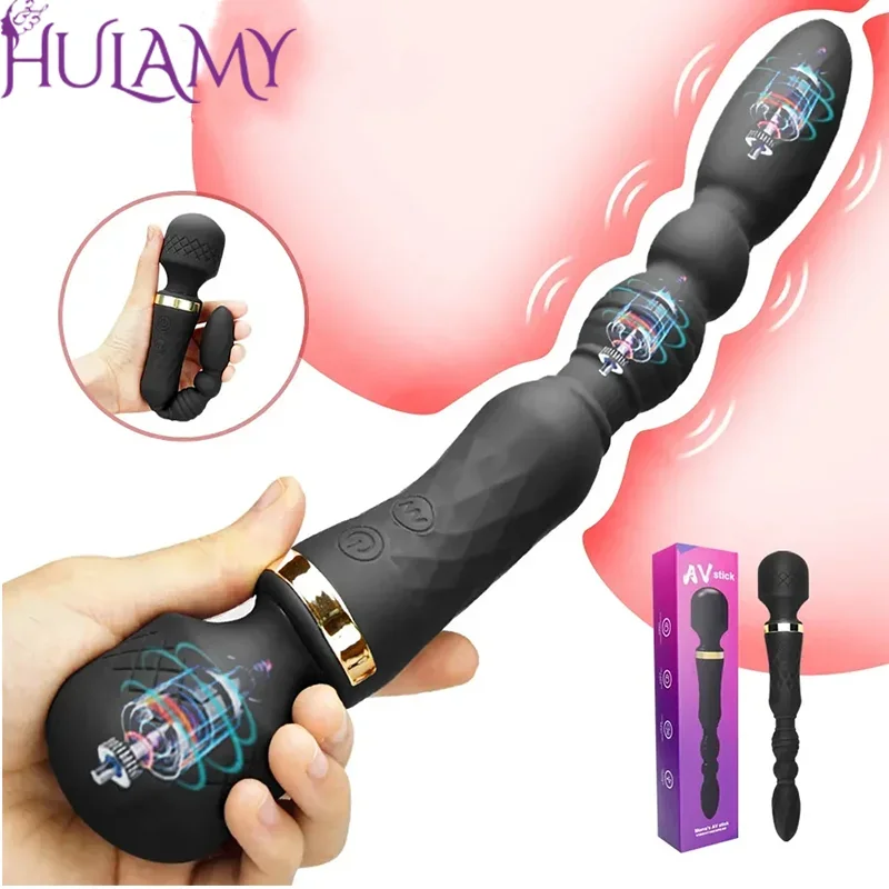 AV Magic Wand Anal Plug Double-ended Vibrators Women G-spot Clit Stimulator Men Butt Plug Masturbator Sex Toys Couples