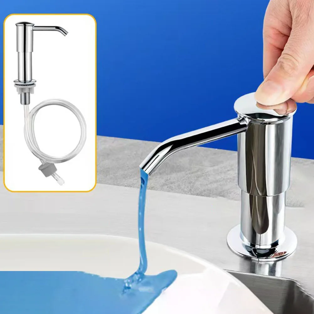 

Stainless Steel Soap Dispenser Extension Tube Kit Kitchen Sink Liquid Soap Dispenser Bathroom Lotion Detergent Hand Press Pumps