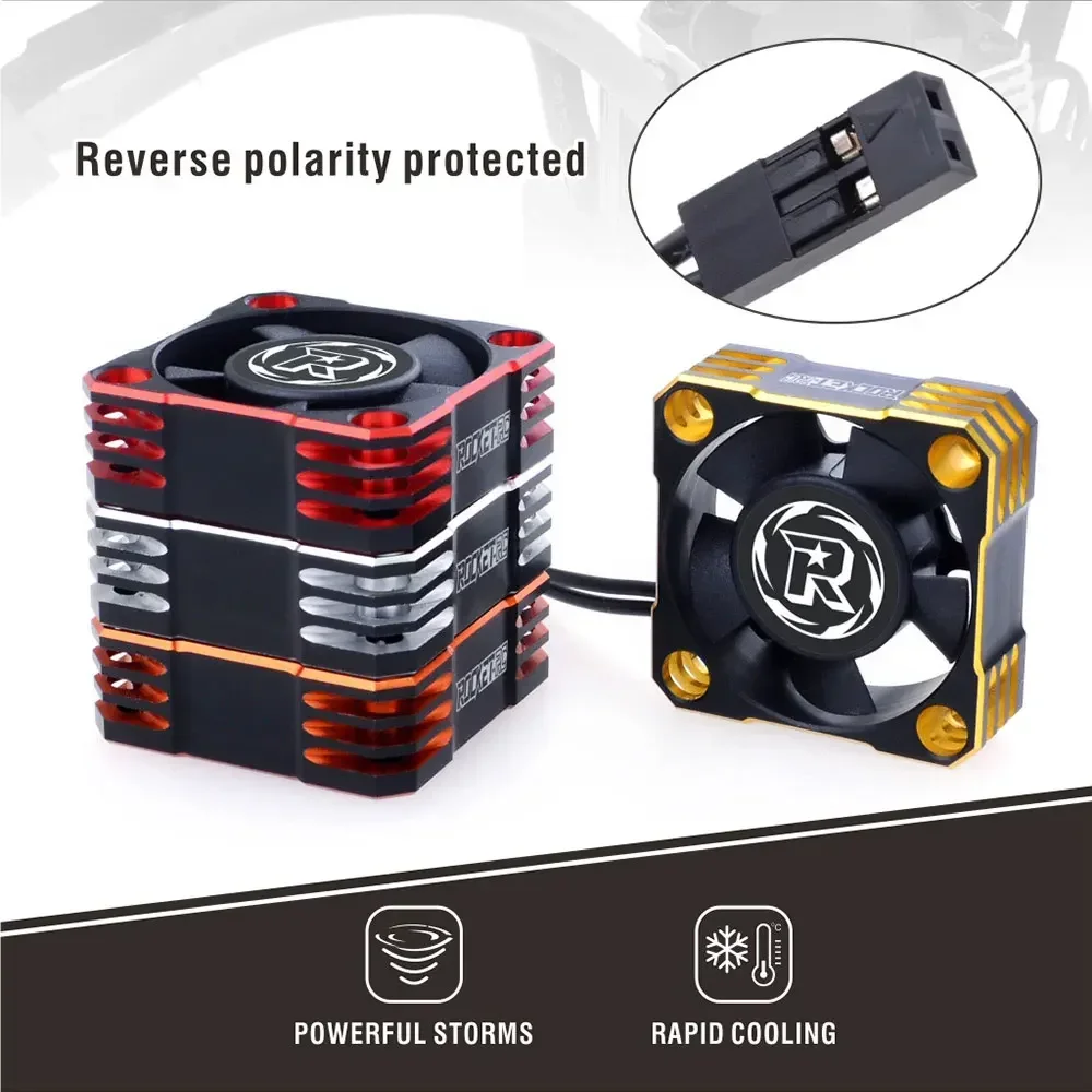 Ventilateur de refroidissement pour RC, avec câbles de connexion et support de montage.