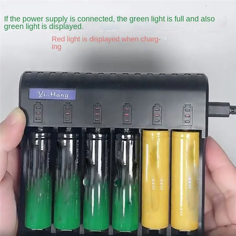 A10I 6 슬롯 전기 배터리 충전기 스마트 LED 표시기 USB 충전기 홈 AA/AAA NiMH/NiCd 충전식 배터리 충전기