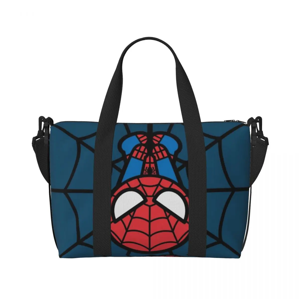 Custom Large Kawaii Spider Man Hanging Upside Down Tote Bag Women Spiderman Shoulder Shopper Beach Gym Travel Bag 2