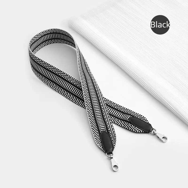 HERMES Black and White Canvas Logo Shoulder Strap