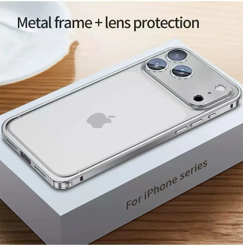 Sleek Metal Aluminum Alloy Phone Case with Semi-Transparent Protective Cover