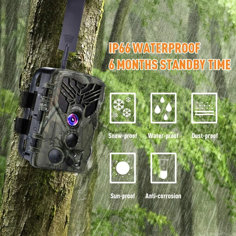 FREE APP Cloud Service Trail Camera 4G 2K 30MP Wildlife Hunting Cameras Night Vision Cellular Wireless Surveillance HC810Plus