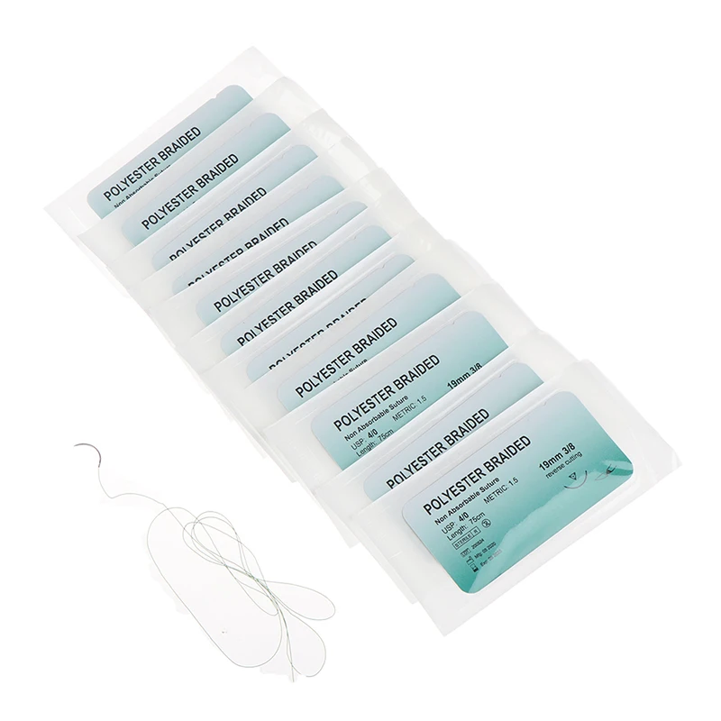 Medical Needle Suture 12Pcs 75cm 2/0 3/0 4/0 Dental Surgical Needle Silk Medical Thread Suture Surgical Practice Kit surgical training kit suture practice kit