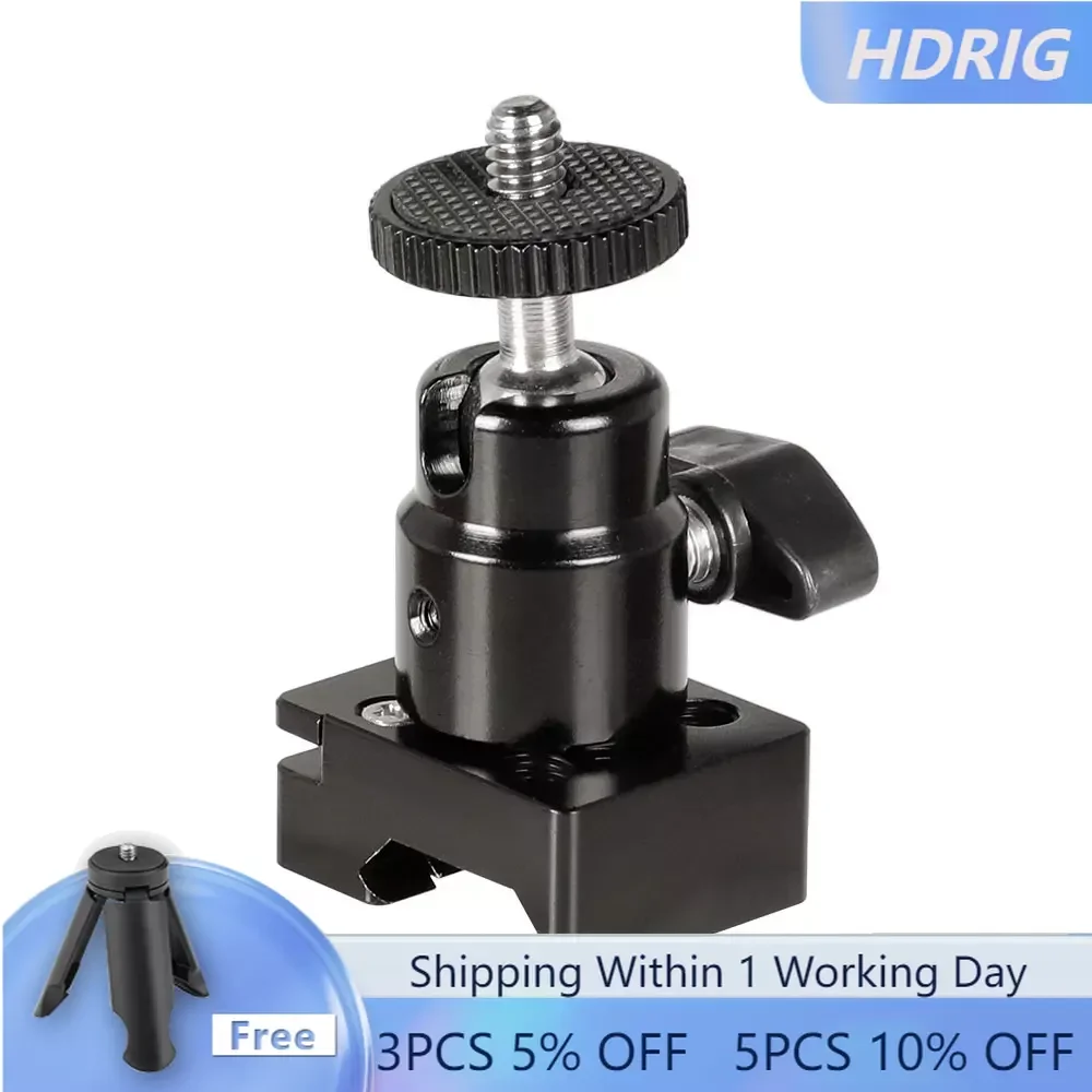

HDRIG QR NATO Clamp + Mini Ball Head 1/4"-20 Screw Mount (Black Knob) For ON-Camera Monitor Based On The Cage