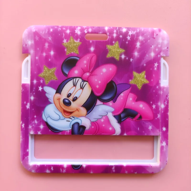 Horizontal Disney Mickey Minnie Kids Name Card Covers ID Card Holder  Students Bus Card Case Lanyard Visit Door Identity Badge