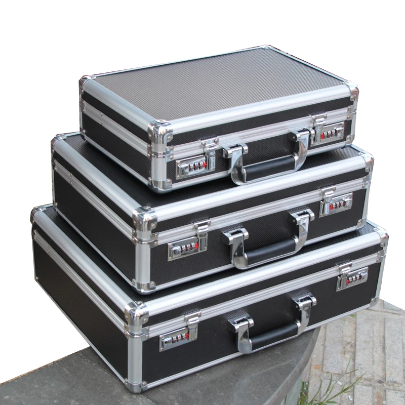 Aluminum Tool Case Suitcase Toolbox Password File Box Impact Resistant