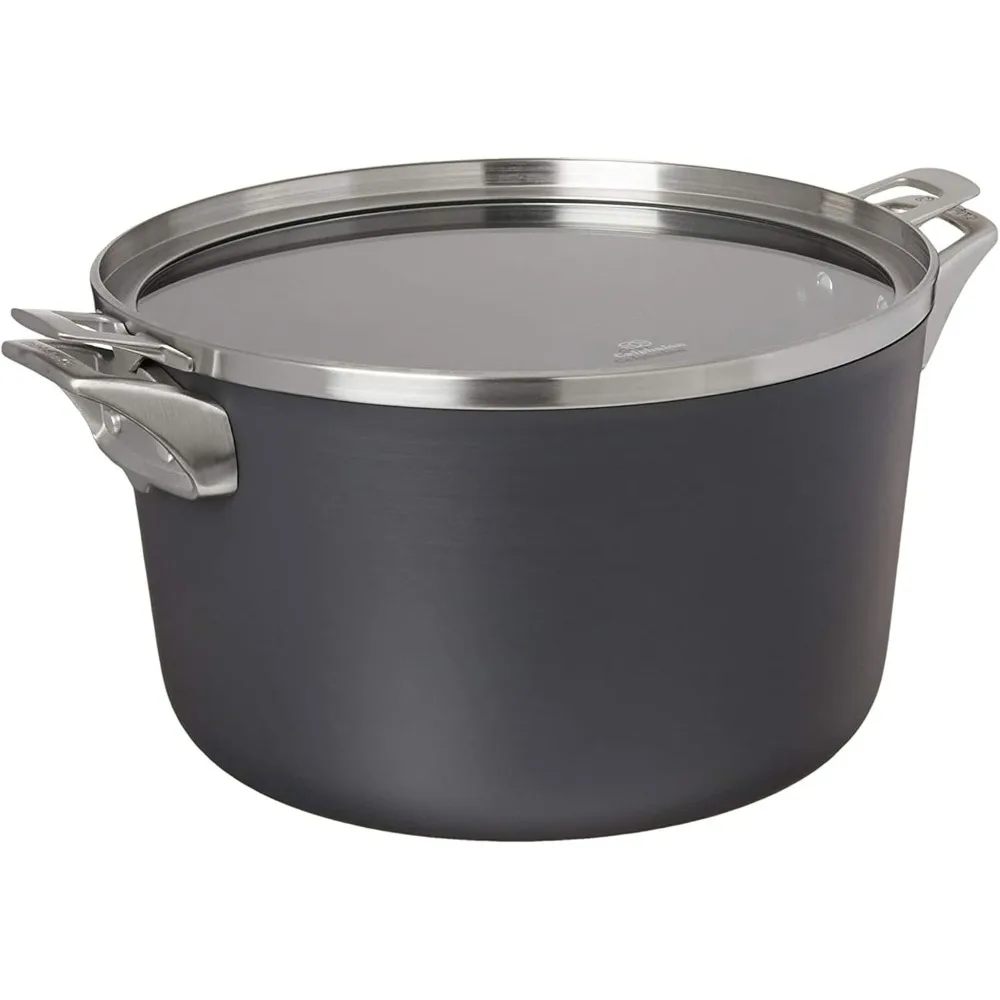 Premier Space-Saving Hard-Anodized Nonstick 12-Quart Stock Pot with Lid