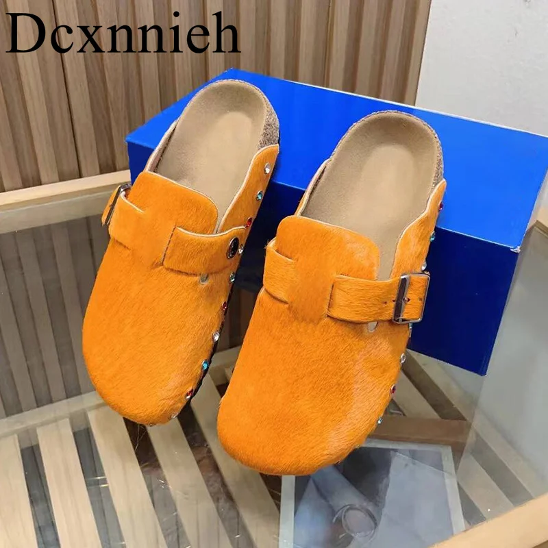 

New Rivet Decorative Slippers Women's Shallow Mouth Casual Muller Shoes Women's Spring Autumn Versatile Fashion Slippers Unisex