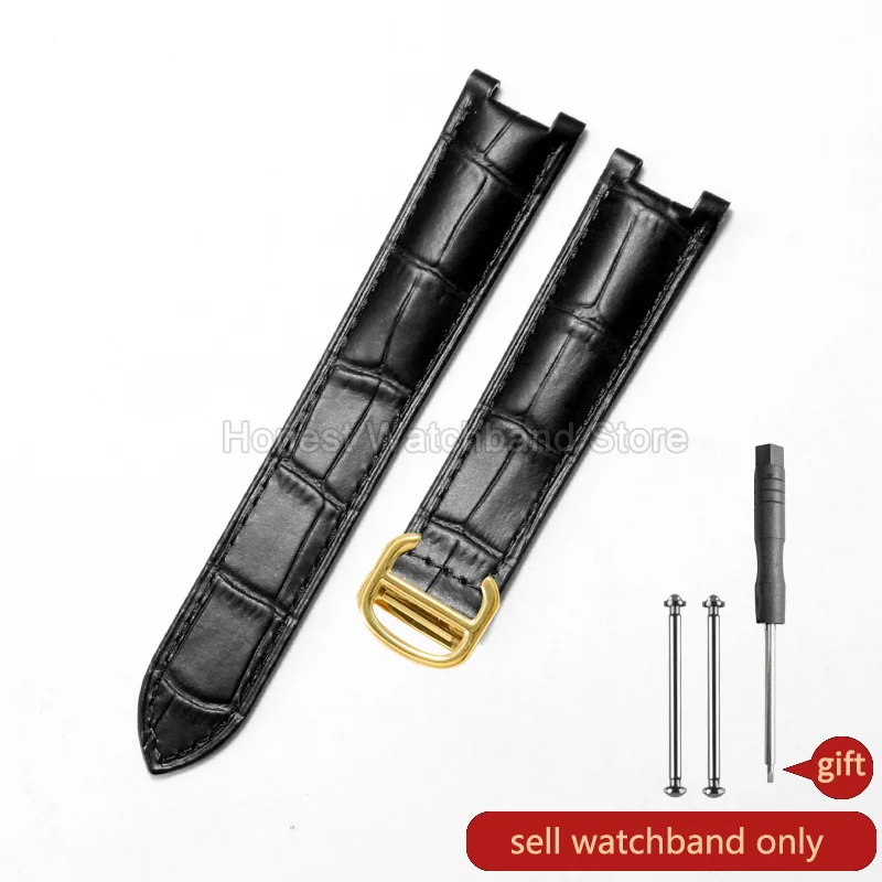 Elegant Genuine Leather Watch Strap with Notched Endpoint Design - Premium Durability and Comfort