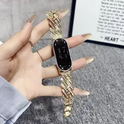 Elegant Diamond Metal Watch Band - Bling Jewelry Dressy Strap Bracelet - Mi Band 8Pro 9Pro (Gold)