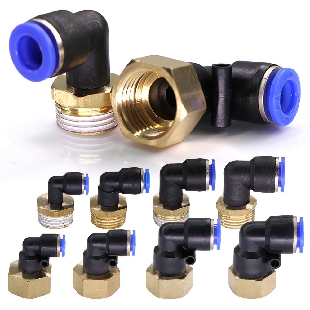 

6-16mm 1/2" Brass Elbow Hose Adapter Quick Connector Pneumatic Tube Fittings Water Push In Tube Slip Lock Garden Irrigation Pipe