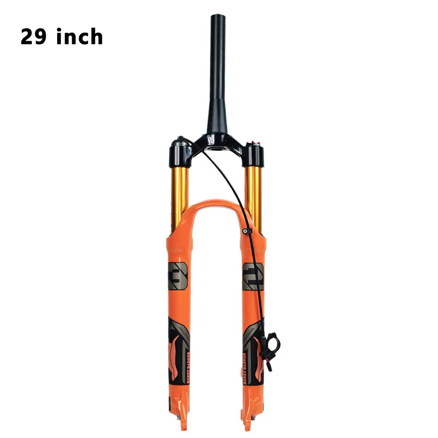 26 27.5 29 MTB Air Vork Reizen 100mm Mountainbike Verende Vork Taps Toelopende Buis Voorvork QR 9mm Handmatige Lockout Schijfrem Vork (Color : Orange, Size : 27.5