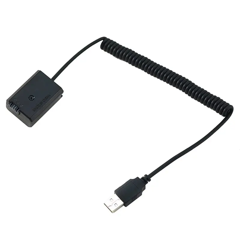 2X NP-FW50 더미 배터리 스프링 USB 충전 케이블 ( A7 A7R A7S A7M A7II A7S2 A7M2 A7R2 A6500 A6300 DC 커플러용)