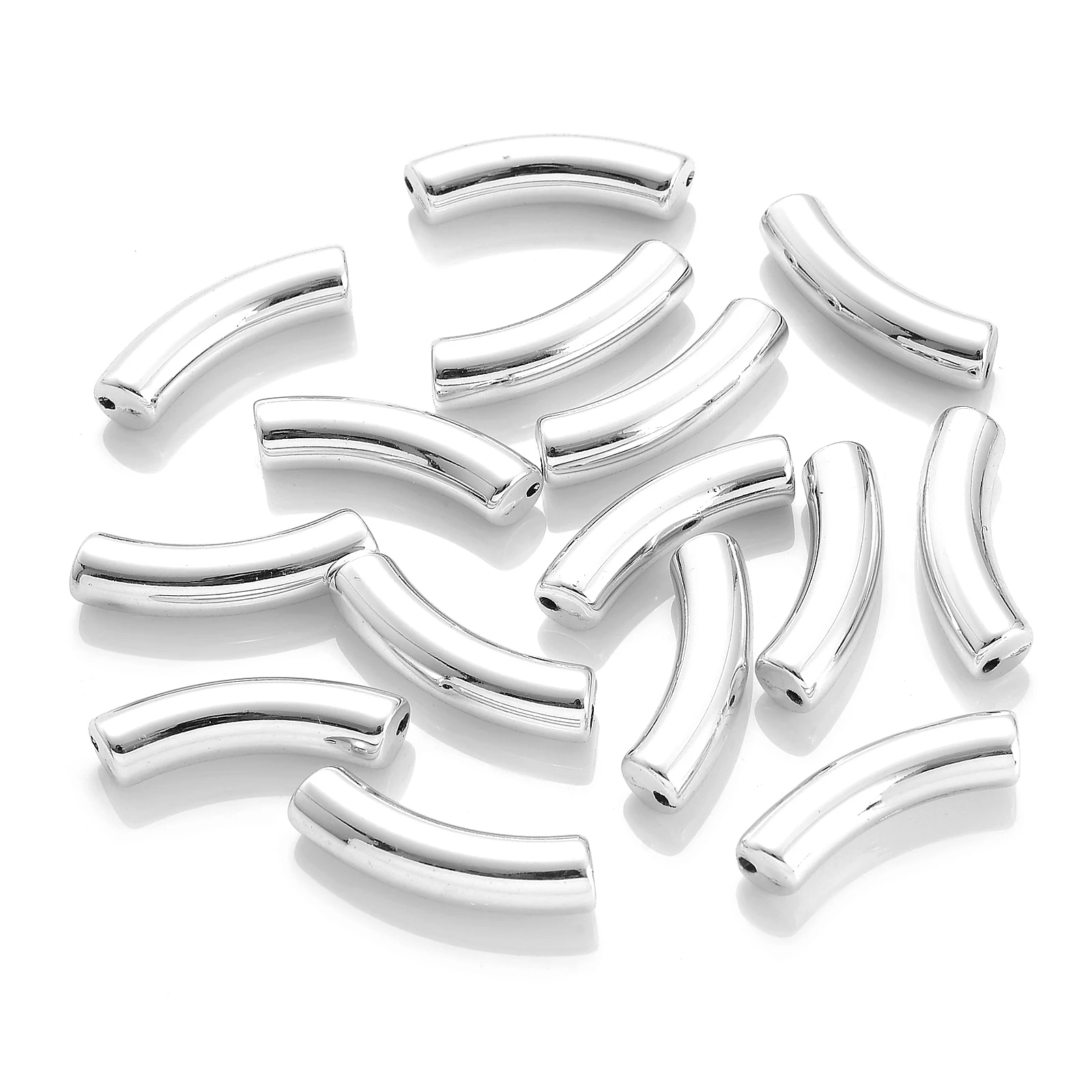 100 Pièce De 5 Styles De Perles En Tube De Bambou Acrylique