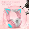 ecouteur sans fil Bluetooth RVB pour filles, casque stéréo avec microphone