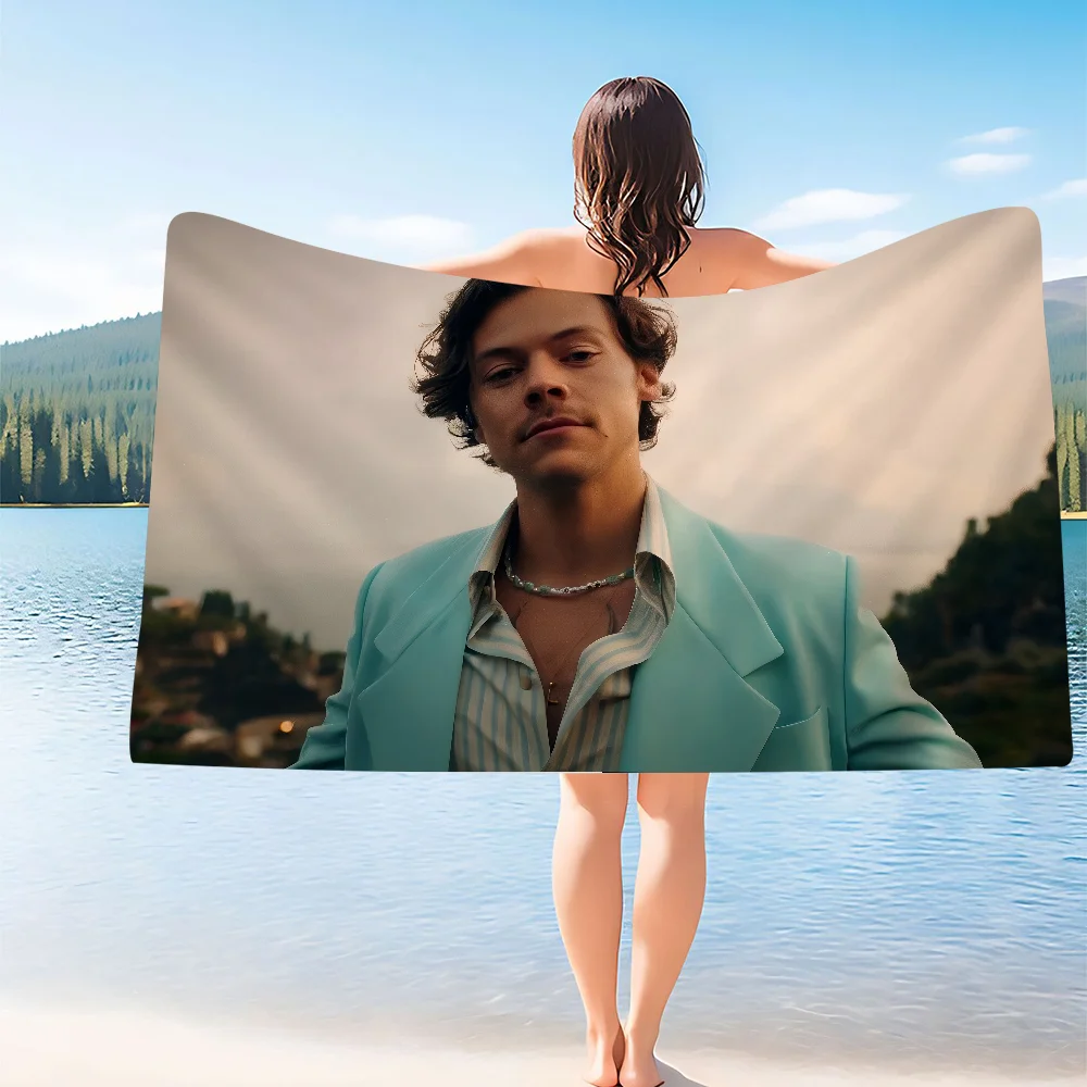 H-Harry S-Styles  Microfiber Printed Beach Towel Mountain Climbing Yoga Beach Swimming Running Absorbent Soft Towel 5