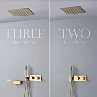 Système de douche thermostatique au plafond, salle de bains moderne en laiton noir, robinet cascade mural à 3 fonctions pour eau froide et chaude 5