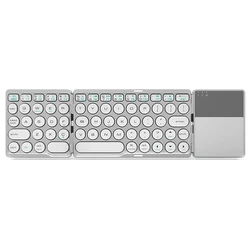 Compact Bluetooth Folding Keyboard with Integrated Touchpad - Portable & Rechargeable (WHITE)