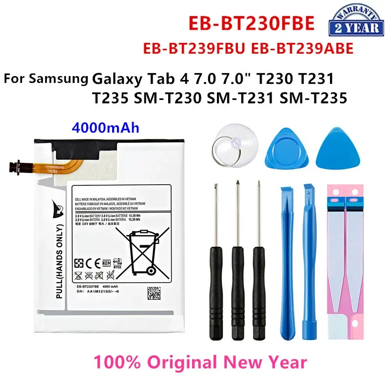 

SAMSUNG Оригинальный планшет EB-BT230FBE EB-BT239FBU EB-BT239ABE 4000 мА/ч, батарея для Samsung Galaxy Tab 4 7,0 "SM-T230/T231/T235 + Инструменты