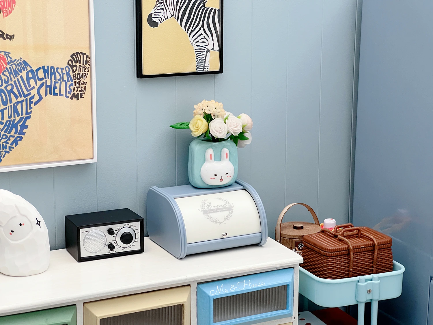 1/6 doll house model furniture accessories mini model Retro bread box storage box 4