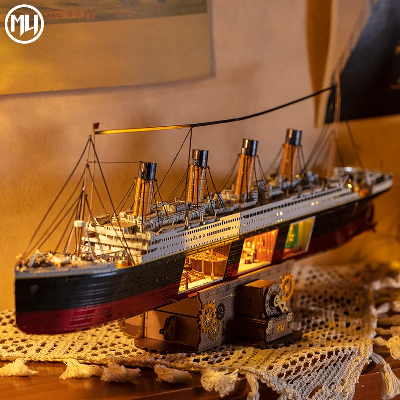 MY 3D metal puzzle Titanic can light up ship model handmade DIY