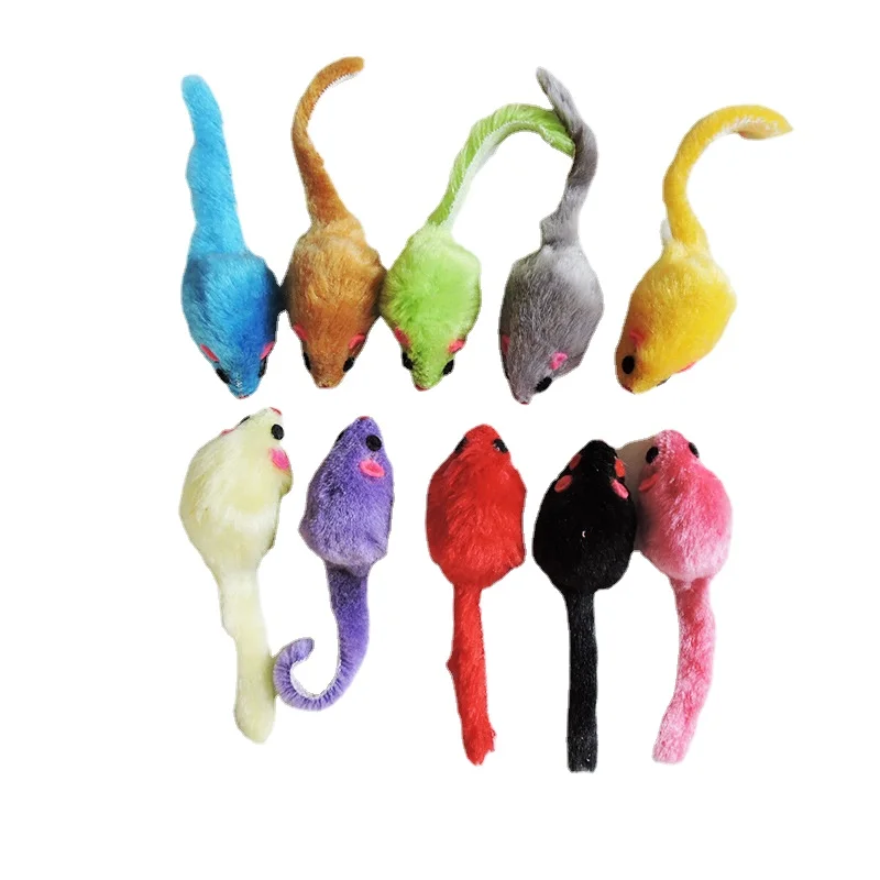5Pcs Furry Peluche Cat Toy Soft Solid Interactive Mouse Toys For Funny Kitten Pet Cats Playing Scratch Training Game Supplies