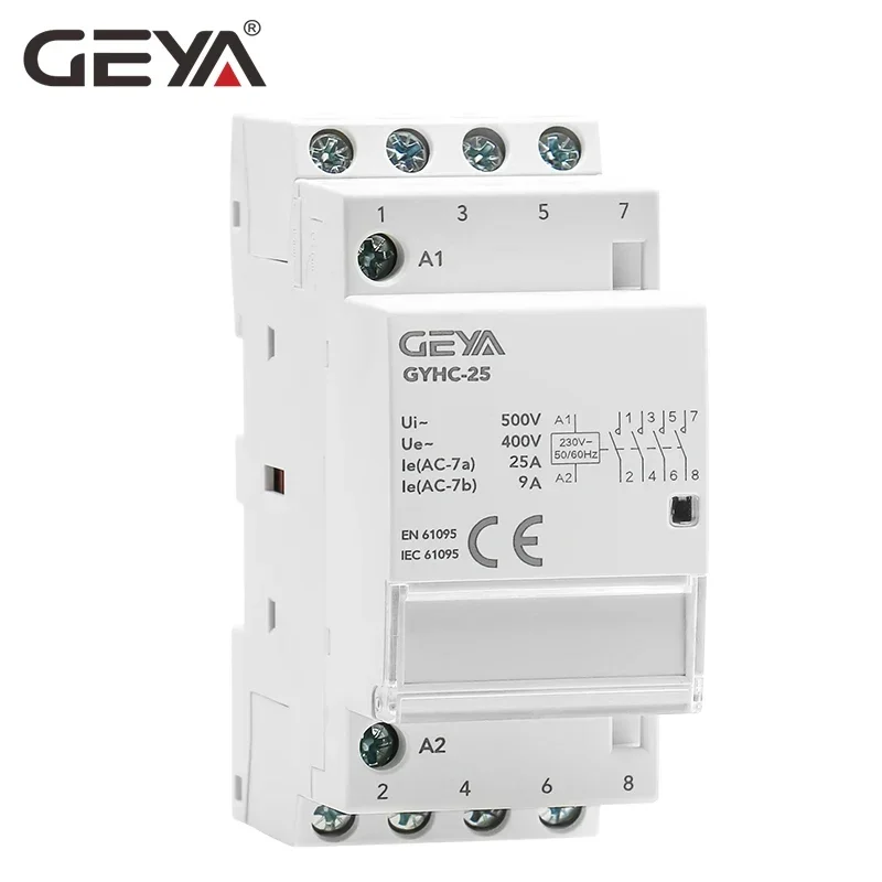 GEYA automatic modular household contactor for DIN rail, AC230V, 4P, 25A, 4NO, 2NO2NC, 3NO1NC, 50/60Hz - Image 3