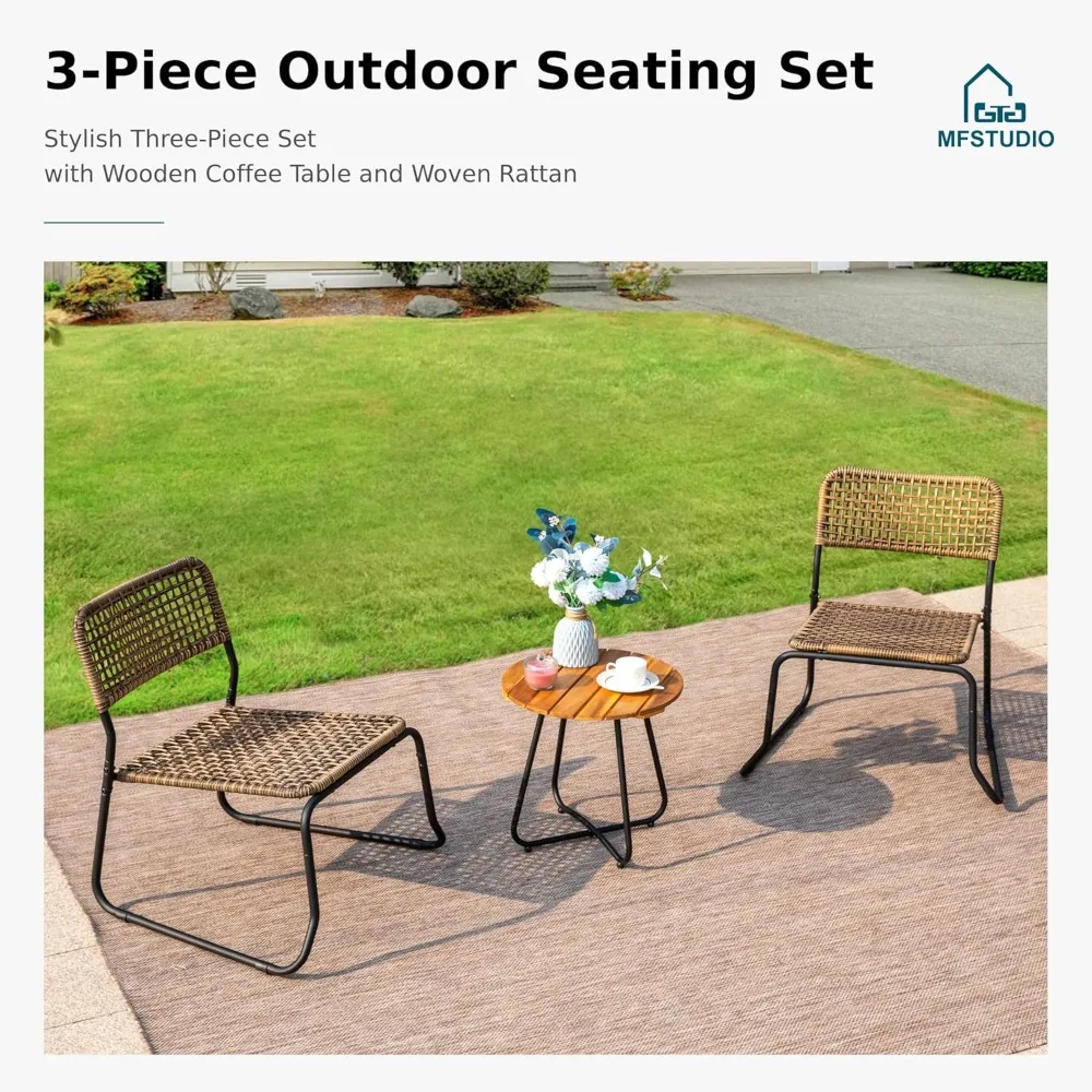 3-Pieces Wicker Bistro Patio Furniture Set for 2 2