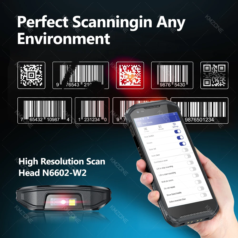 6G+64GB PDA 모바일 터미널 안드로이드 13 데이터 수집기 및 1D 2D 바코드 스캐너 NFC 핫스왑 충전 스테이션/핸드헬드 그립 포함