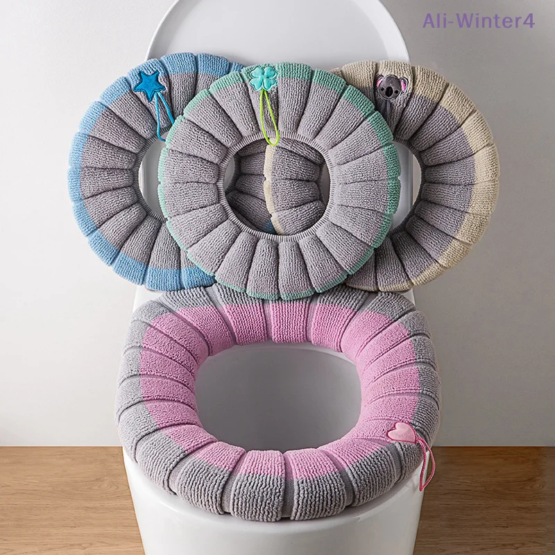 1개 두꺼운 욕실 변기 시트 커버 패드 부드럽고 편안한 변기 시트 쿠션 커버 신축성 있는 변기 시트 워머 간편 설치