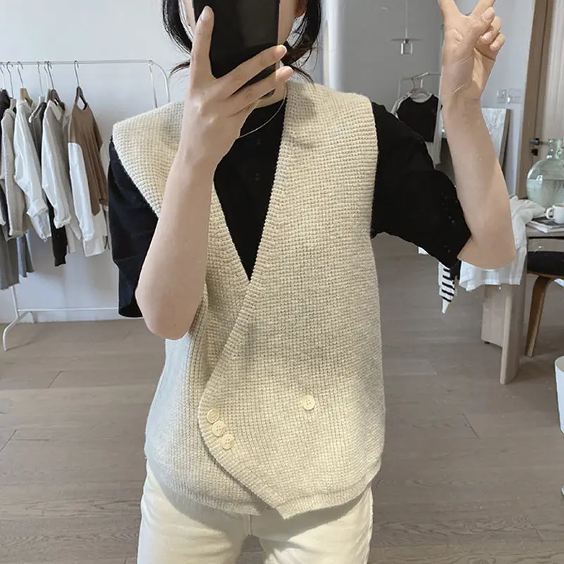 3Colors Pregnant Women's Spring and Autumn Vest Jacket Maternity New Loose and Simple V-neck Knitted Shirt Vest Coat LH164