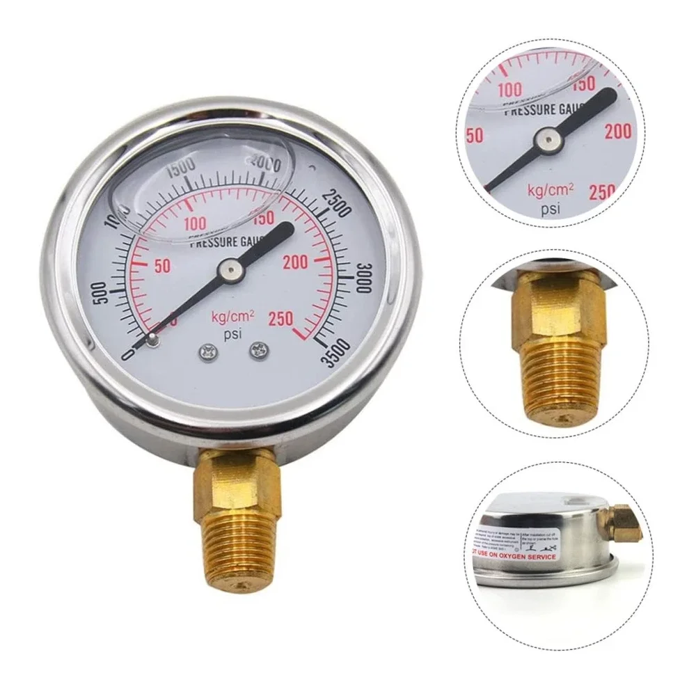 3500 PSI 압력 게이지 다이얼 디지털 압력 진공 마노미터 3/4 NPT 워터 펌프, 공기, 가스, 물, 연료, 액체용