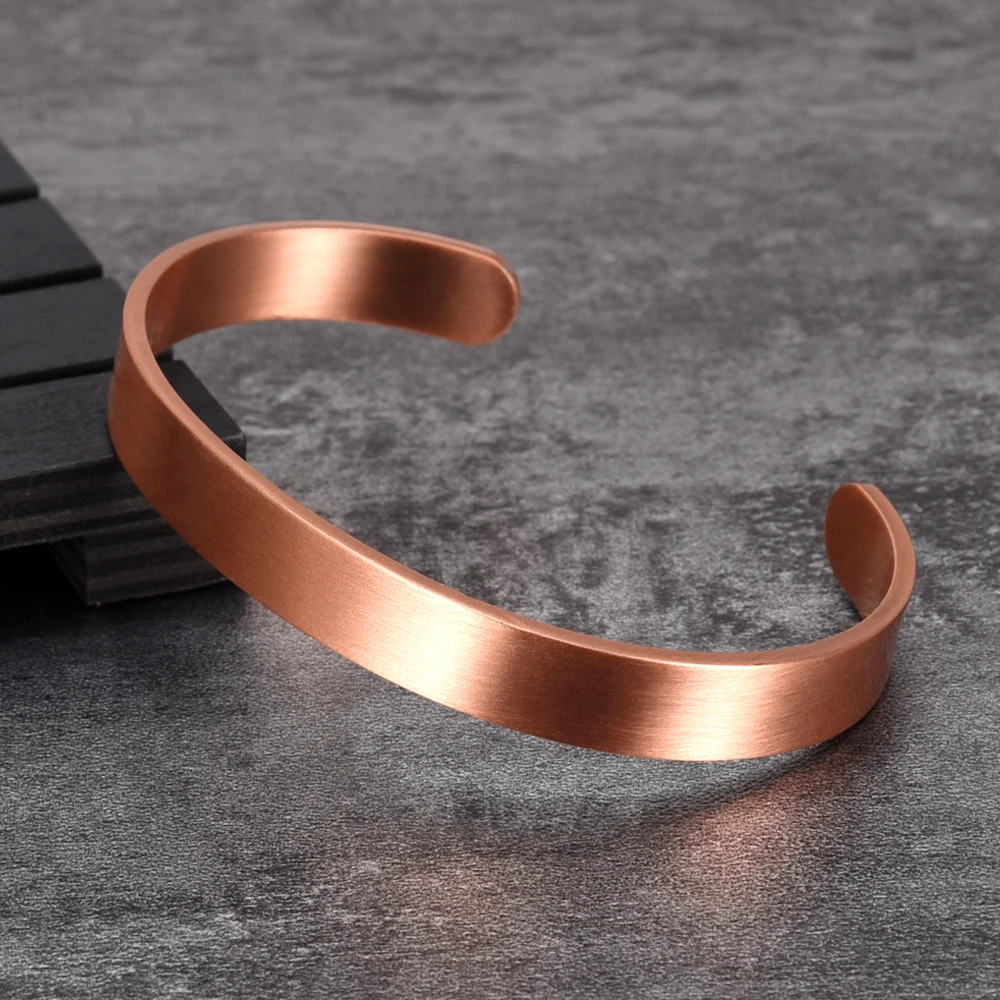 Bangle Bracelet Vinterly Pure Copper Matte Adjustable Open Cuff 9.5mm Wide Bangles Soft Metal Resizable Jewelry Men Women Gifts bangle bracelet