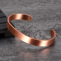 Vinterly Pure Copper Bracelets Matte Adjustable Open Cuff 9.5mm Wide Bangles Soft Metal Resizable Jewelry for Men Women Gifts 1