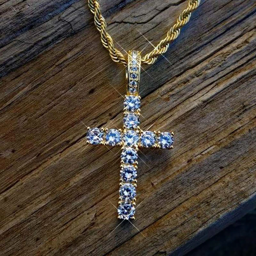 Hip Hop Cross Pendant Necklace For Women Jewelry Female