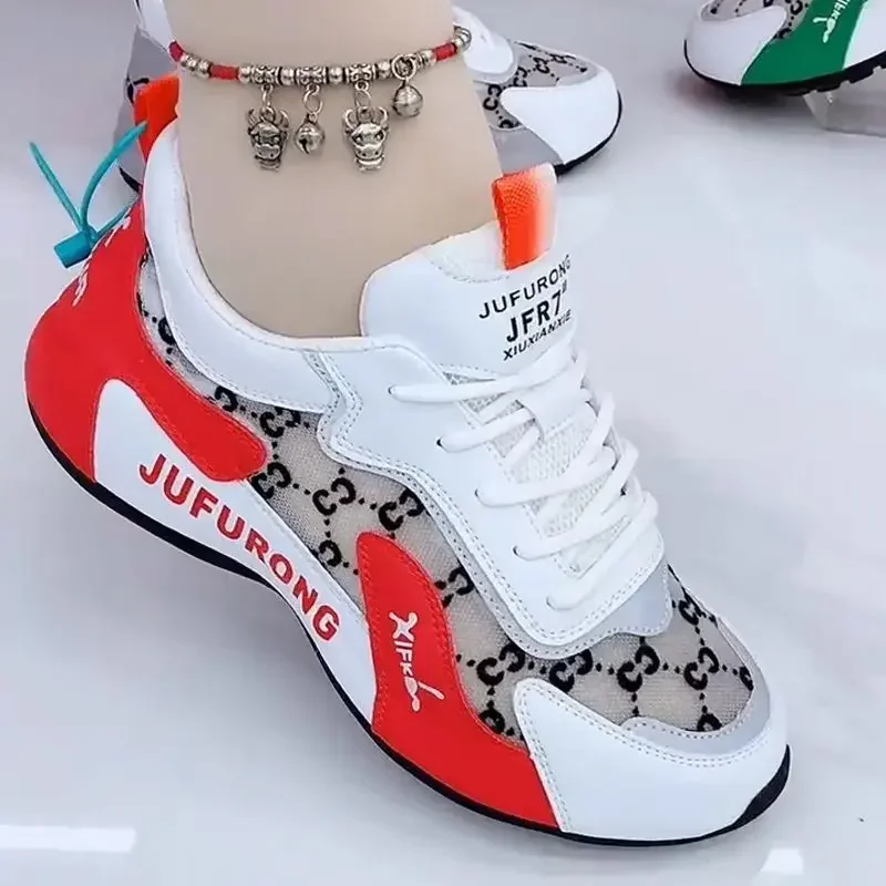 Women Sneakers 2024 New Summer Print Fashion Breathable Mesh Lace Up Sports Shoes for Women Vulcanize Shoes Zapatos De Mujer