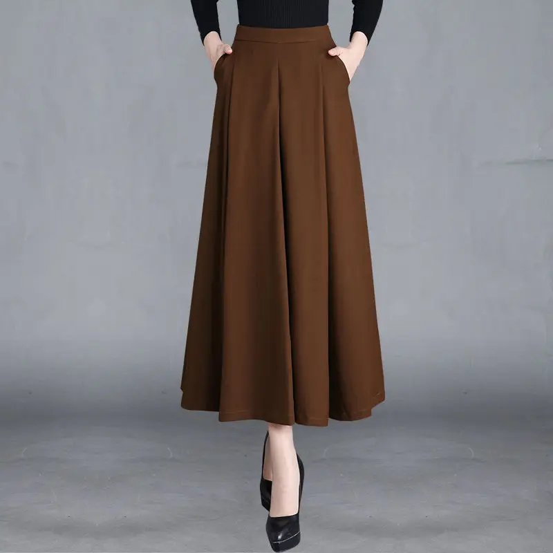 

Брюки с широкими штанинами, свободные и стройнящие повседневные брюки, женские универсальные укороченные брюки с большими штанинами и юбка на весну и осень