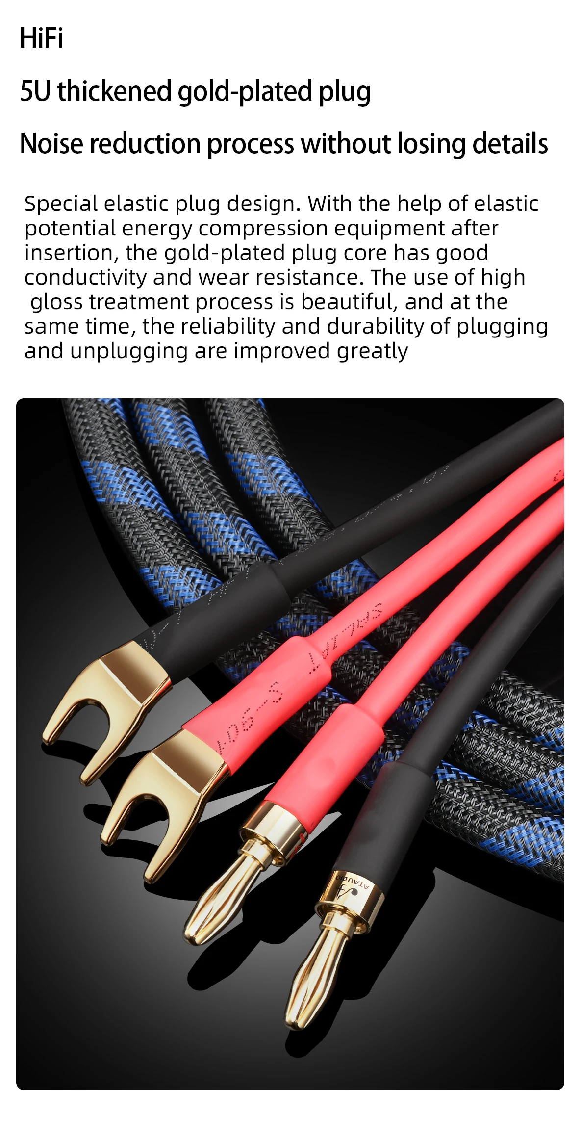 um par de cabo para ataudio alta fio de com plug de banana