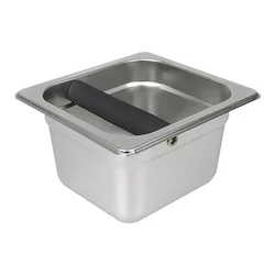 Barista Coffee Knock Box - Anti-Slip Espresso Grind Waste Bin (1.5L Silver)