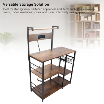Kitchen Utility Storage Shelf Microwave Oven Stand Coffee Bar Station Rust Resistant Strong Load Bearing Multi Tier for Spices 2