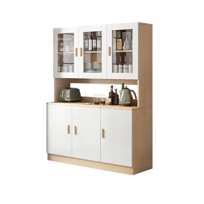 Modern Kitchen Cabinet Multifunctional Wooden Kitchen Cabinet Furniture Locker Glass Sideboard Living Room Wine