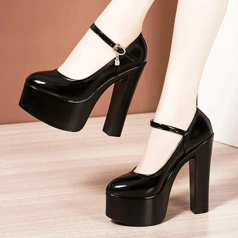 2025 15cm Small Size 32-43 Sexy Extreme Block High Heels Shoes for Dress Model Party Wedding Shallow Thick Bottom Platform Pumps