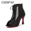 CIDIPAI Red Sole Latin Dance Shoes Woman Ballroom Dance Boots Rhinestones High Heels For Salsa Training Shoes Women Party Shoes 1