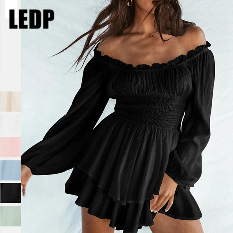 

summer Sexy Romper Shorts Women Pleated Neck Long Sleeve Casual Ruffle Hem Jumpsuit Female Overalls Short Playsuit