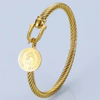 Trendy Charm Cuff Tie Knot Bracelets U Bangles for Women Gold Color 316L Stainless Steel Wire Thin Simple Bangles Jewelry 1