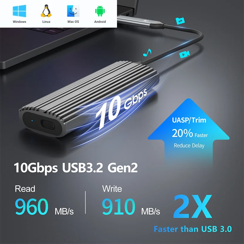 PHIXERO PCIe NVMe SSD Ŭ, NGFF SATA HD  ̽, C ŸԿ USB ϵ ̺  , M2 ݼ Ŀ, PC ƮϿ